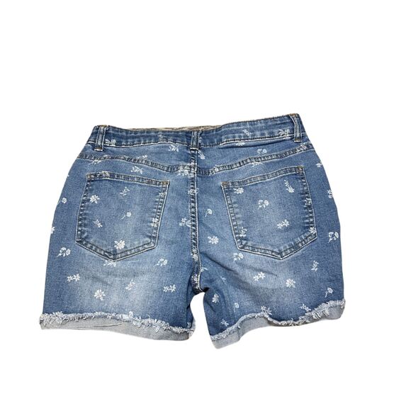 Wonder Nation Girls Floral Print Button Fly Cuffed Denim Shorts Size 16 Blue - Picture 2 of 6